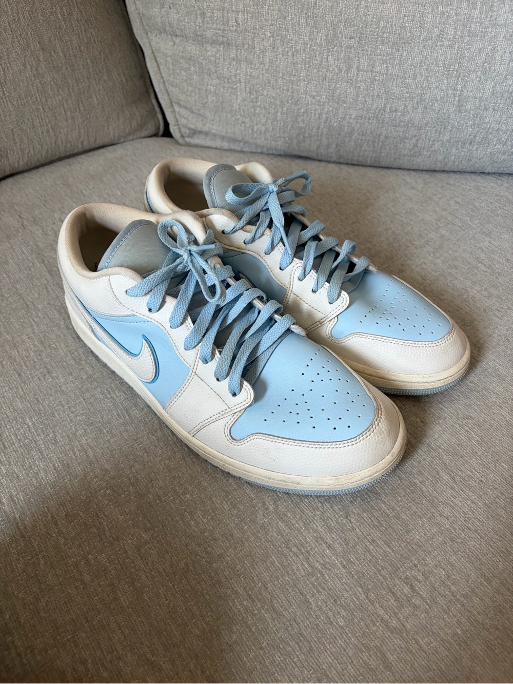 Nike Air Jordan 1 Low-Top Sneakers in Light Blue and White